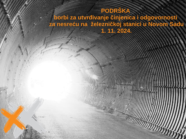 Podrška borbi za utvrđivanje činjenica i odgovornosti za nesreću na železničkoj stanici u Novom Sadu 1. 11. 2024.