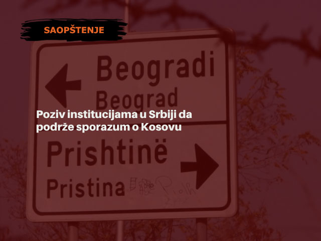 Poziv institucijama u Srbiji da podrže sporazum o Kosovu